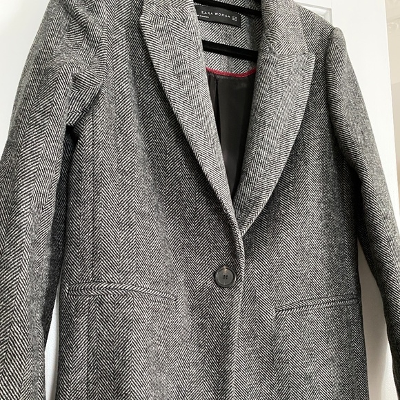 Zara Women Gray Masculine Herringbone Coat XS - Picture 3 of 14
